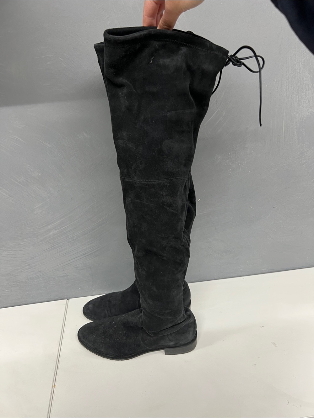 Stuart Weitzman Black Over-the-Knee Suede Boots